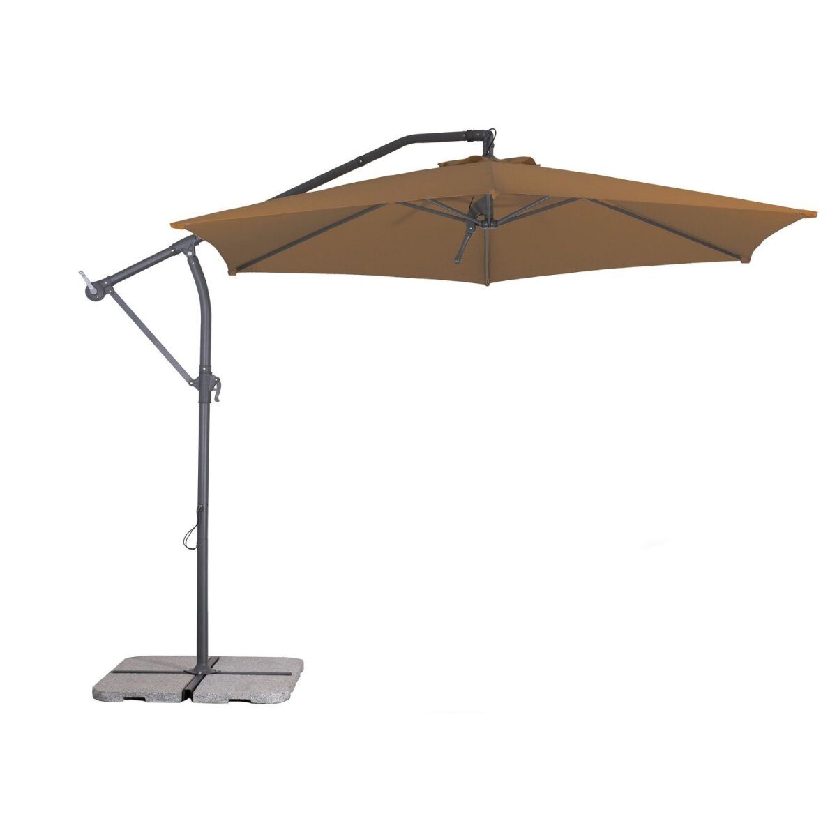 Schneider “Palmera” cantilever umbrella, 6 parts, 300 cm diameter, UV protection 80+, protective cover (mocha)