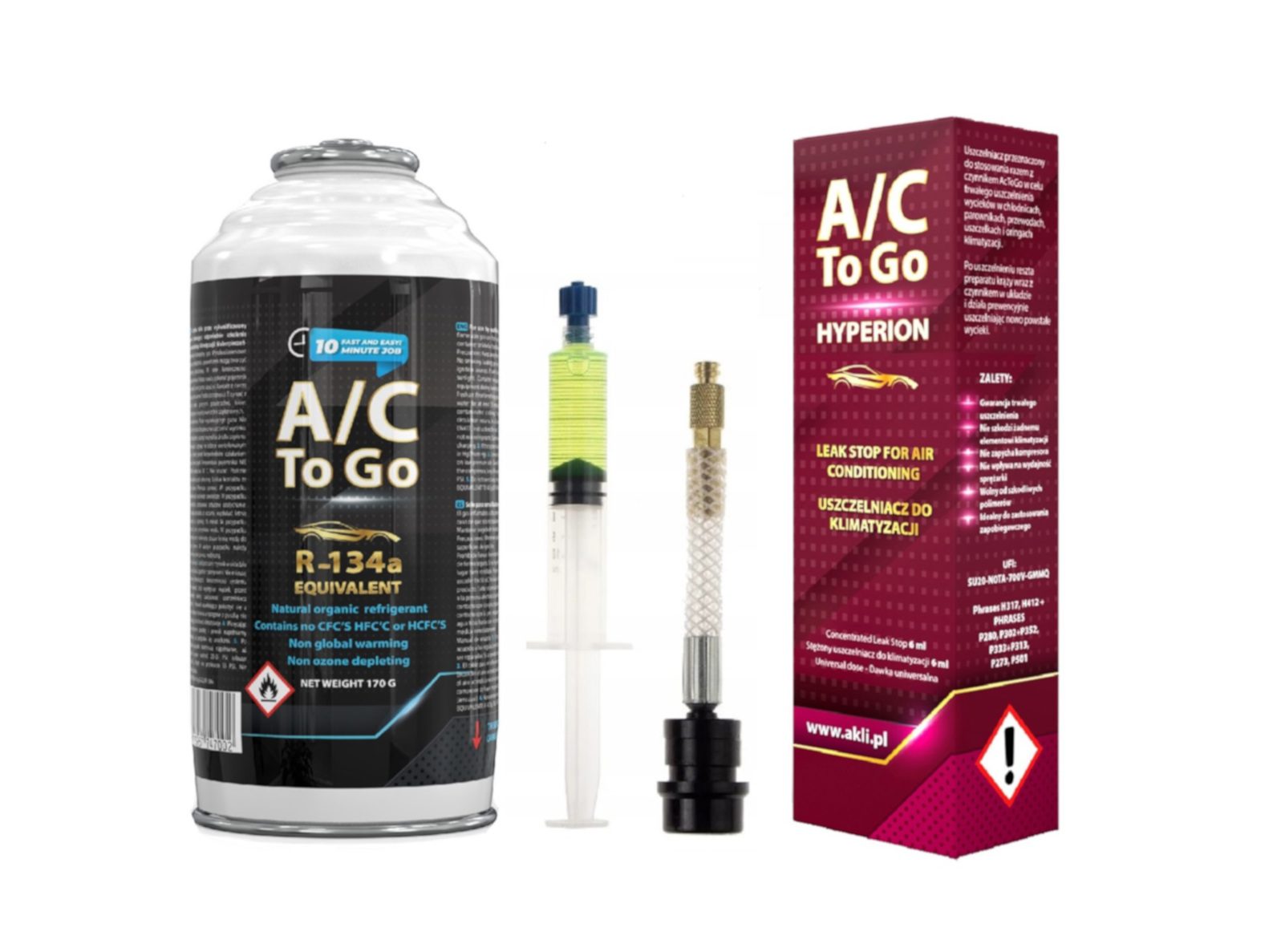 Gas for filling the air conditioning for R134a vehicles + SEALANT WITH ADAPTER