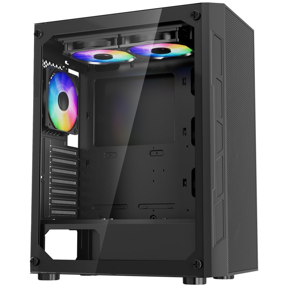 PC Gaming Case, Mid-Tower, High Airflow Tempered Glass Panel, Dust Filter, 3x 120mm ARGB Fans, Cable Management, for GPUs up to 320mm Length, for ATX / M-ATX / ITX