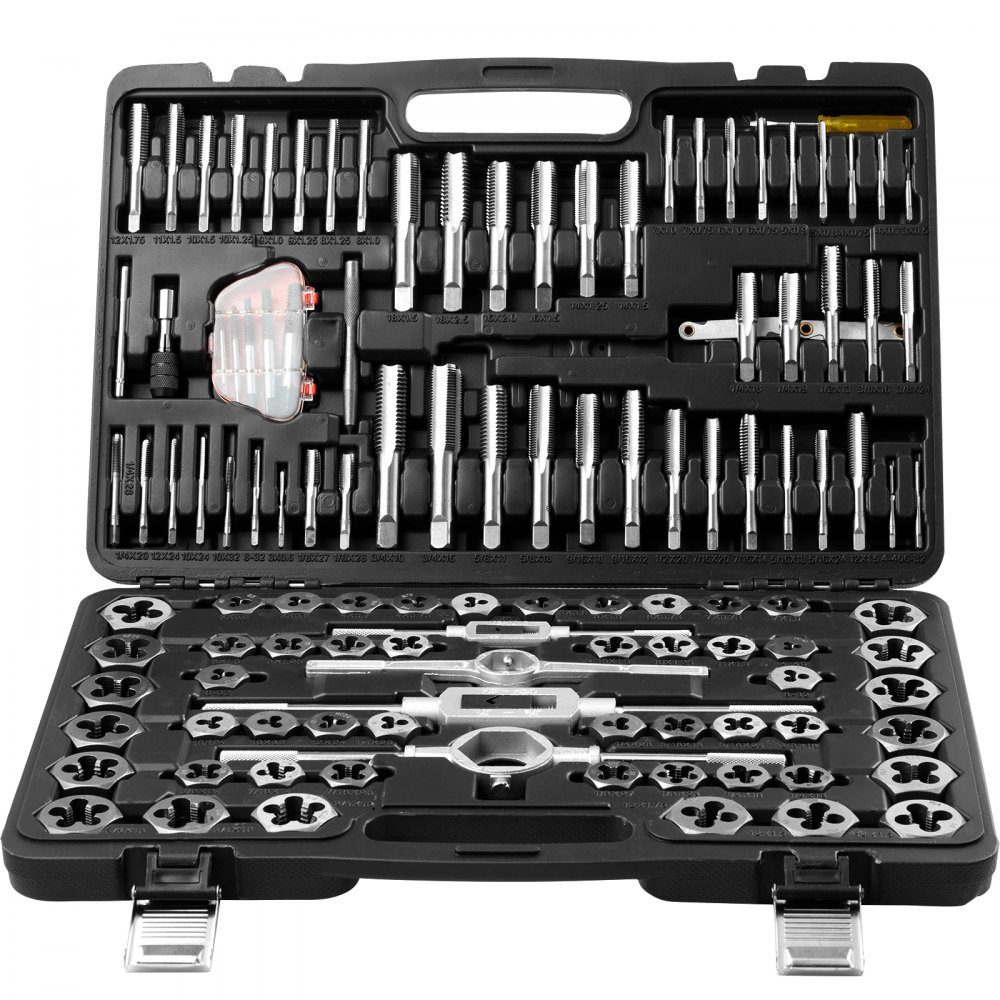 Tap machine tap 116 pieces, core hole drill thread cutting set bearing steel machine tap incl. 51 x taps, 51 x punching dies, metric/imperial