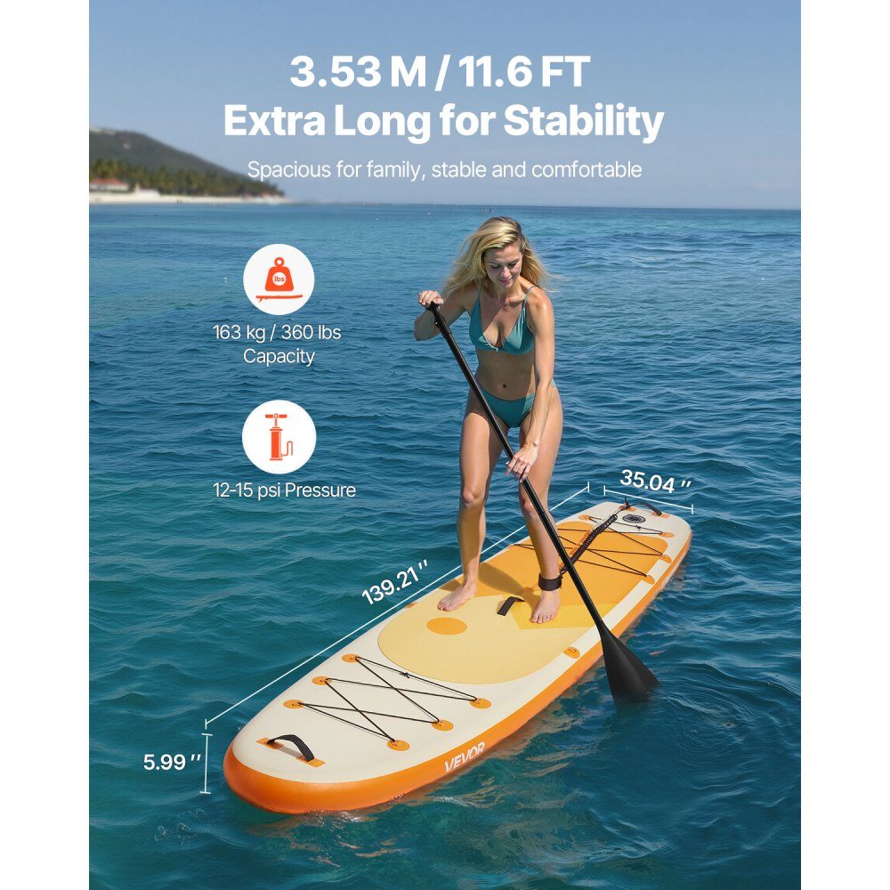 Inflatable Stand Up Paddle Board (14" x 35" x 6") Paddle Board Complete Set Including Pump, Paddle Fin Backpack, Ankle Leash Strap, Non-Slip Deck for Teens and Adults