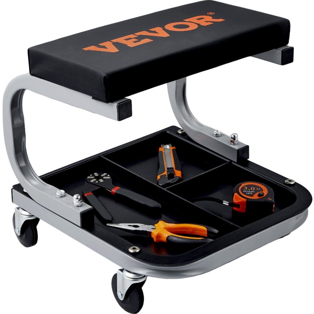 Car workshop rolling board, workshop lounger, assembly lounger, workshop stool, 36 x 36 x 36 cm, assembly rolling board with 36 x 18 x 4 cm seat, steel + PU workshop stool, load capacity up to 113 kg, repair stool