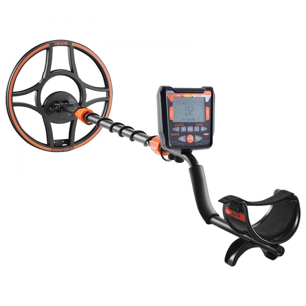 Adult Metal Detector 304.8mm Professional Metal Detector with 6 Modes Gold Detector IP68 Waterproof Search Coil with Display Headphone Adjustable Length for Gold Treasure Hunting