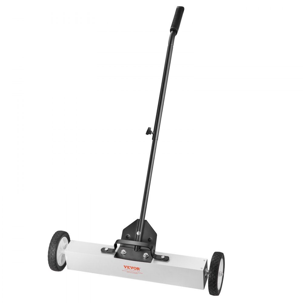 24 Inch Wheeled Magnetic Sweeper, 50 Pound Capacity, with Extendable Magnetic Pickup Tool, Adjustable Handle, Magnetic Pickup Sweeper for Picking Up Nails and Screws, for Workshop, Garage, Yard