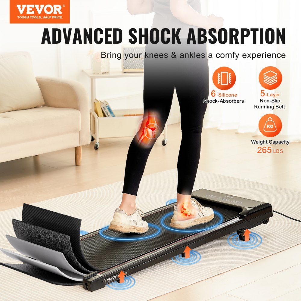 Walking Pad Laufband unter dem Schreibtisch, Laufband für die Arbeit, Arbeitslaufband mit 120 kg Tragkraft, tragbares Pad mit 2,5 PS, Fernbedienung, LED-Anzeige 1-6 km/h einstellbar