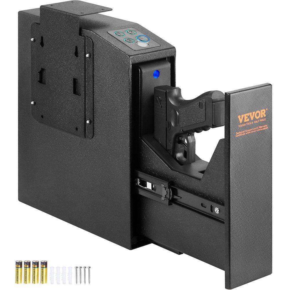 Gun Safe, Wall Mounted Gun Safe, 1 Gun, Gun Safe for Fingerprint, Key or Password, Cold Rolled Steel Gun Safe, 320 x 255 x 95mm, Gun Cabinet Wall Safe
