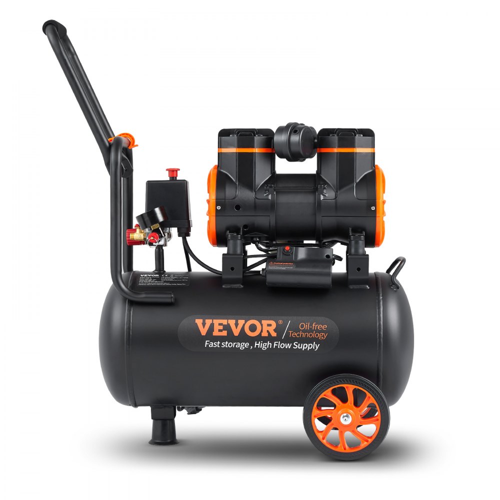 Stille luchtcompressor, 2800 tpm, fluistercompressor, 70 dB, olievrije compressor met 2 wielen, druktank van 24 liter, 6-8 bar, 1450 W (2 pk), 3,5 MPa, autoreparaties, spuitlakken, houtbewerking Stille luchtcompressor, 2800 tpm, fluistercompressor, 70 dB, olievrije compressor met 2 wielen, druktank van 24 liter, 6-8 bar, 1450 W (2 pk), 3,5 MPa, autoreparaties, spuitlakken, houtbewerking