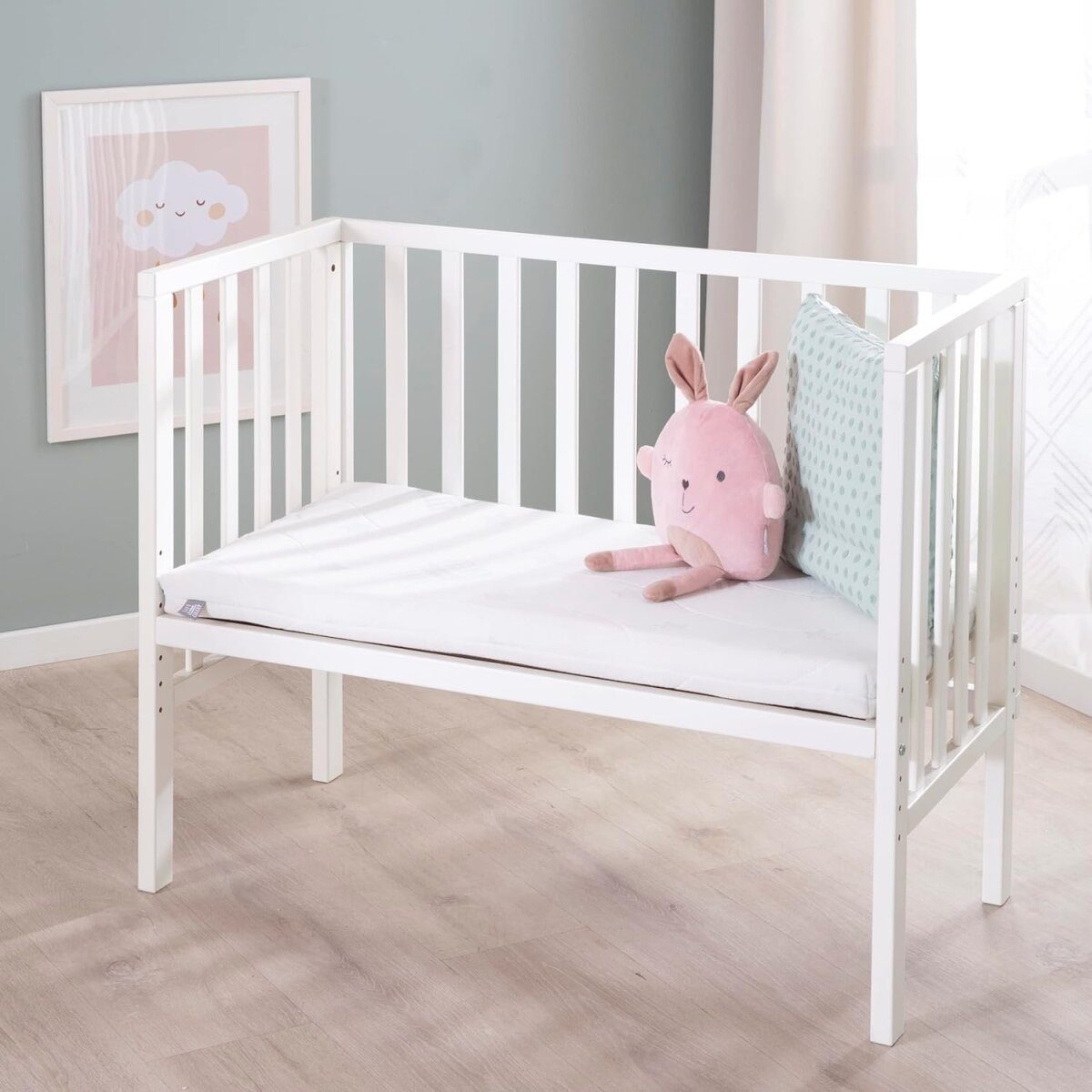 roba 'safe asleep®' side bed, 2in1 with barrier, wood/white