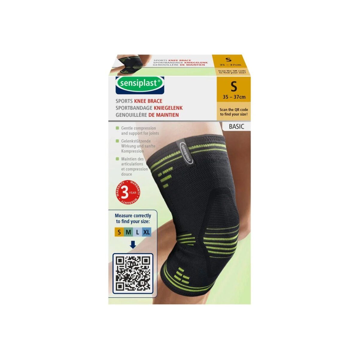SENSIPLAST® sports bandage knee joint, easy to use on both sides (S)