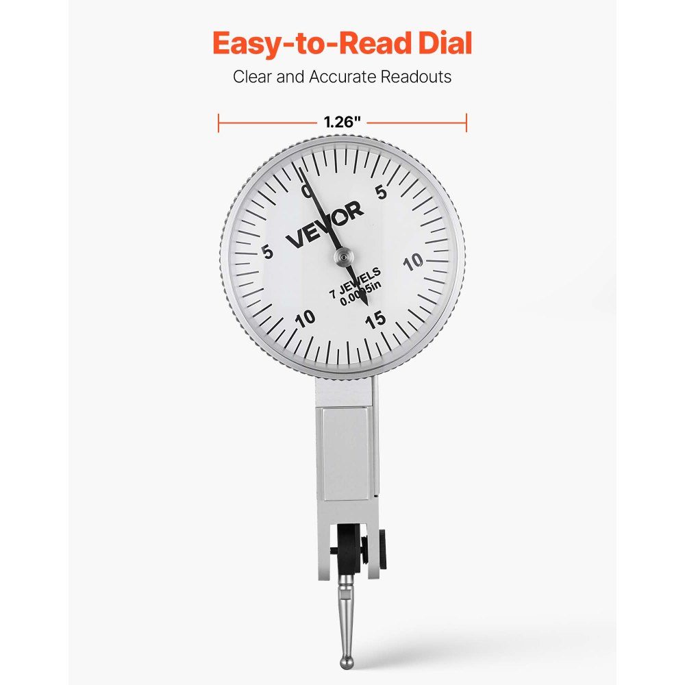Dial Indicator with Magnetic Stand and Storage Case, 0.01mm Accuracy, 0-0.76mm Range, Micro Ball Handle for Tight Area Measurements, Industrial Machining and Inspection