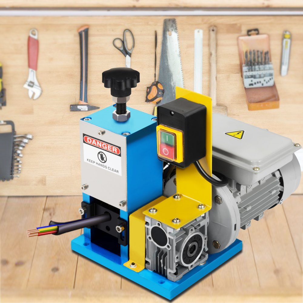 Abisoliermaschine elektrisch, 1,5–25 mm Kabelabisoliermaschine elektrisch, 180 W einphasige Kabelschälmaschine, Kabelschäler Modell HXSMS-025 mit Klinge und Handschuhen, Kabelabisolierwerkzeug