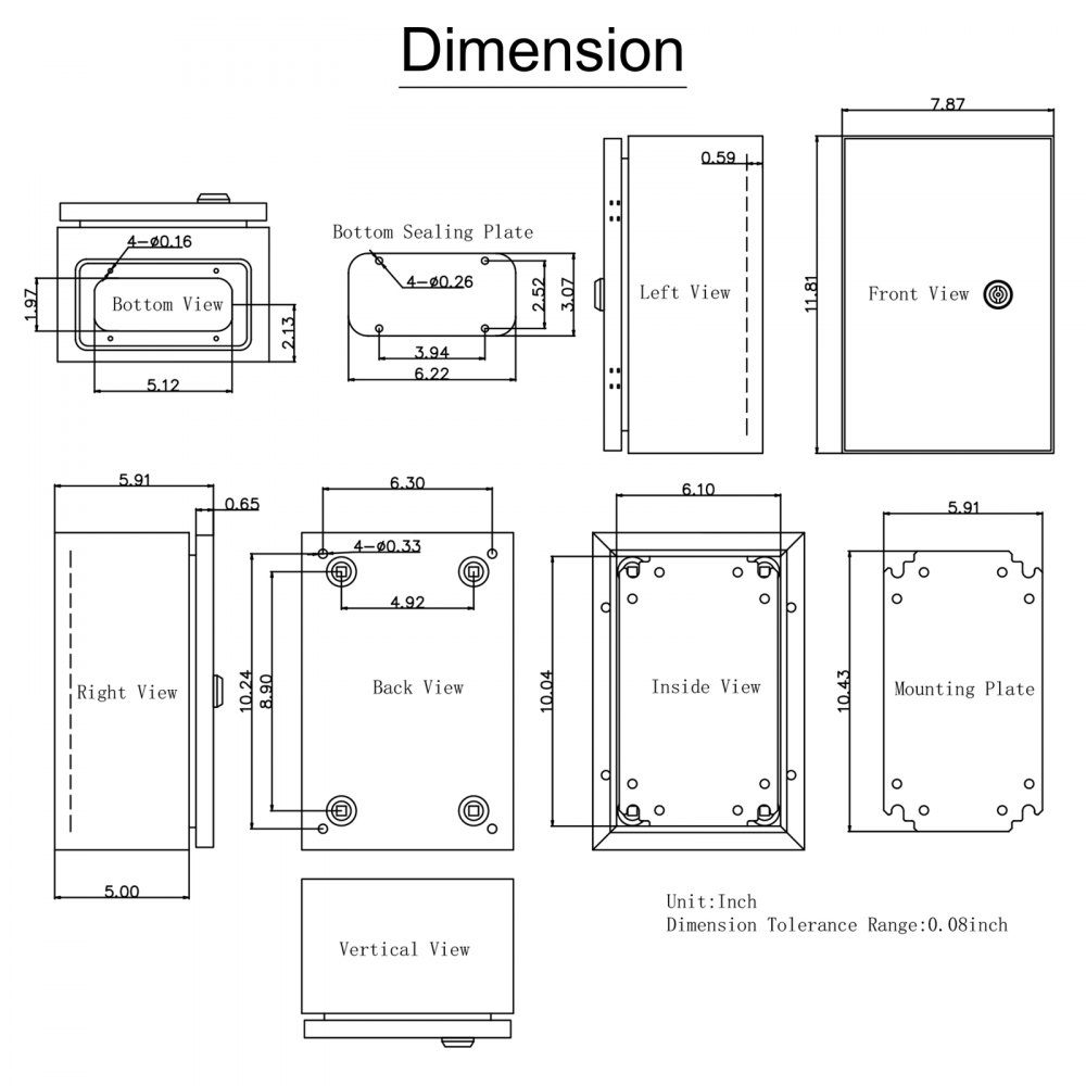 Schaltschrank, NEMA-Industriegehäuse, 30 x 20 x 15 cm, NEMA 4X-Stahl-Verteilerschrank, IP66 wasser- und staubdicht, elektrischer Anschlusskasten für den Außenbereich/Innenbereich mit Montageplatte