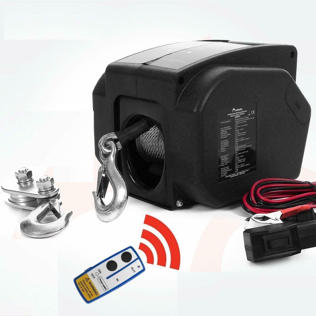 Elektrische Winde 12V bis 4990 KG mit Funk Bootswinde Windenmotor Windenseilzug