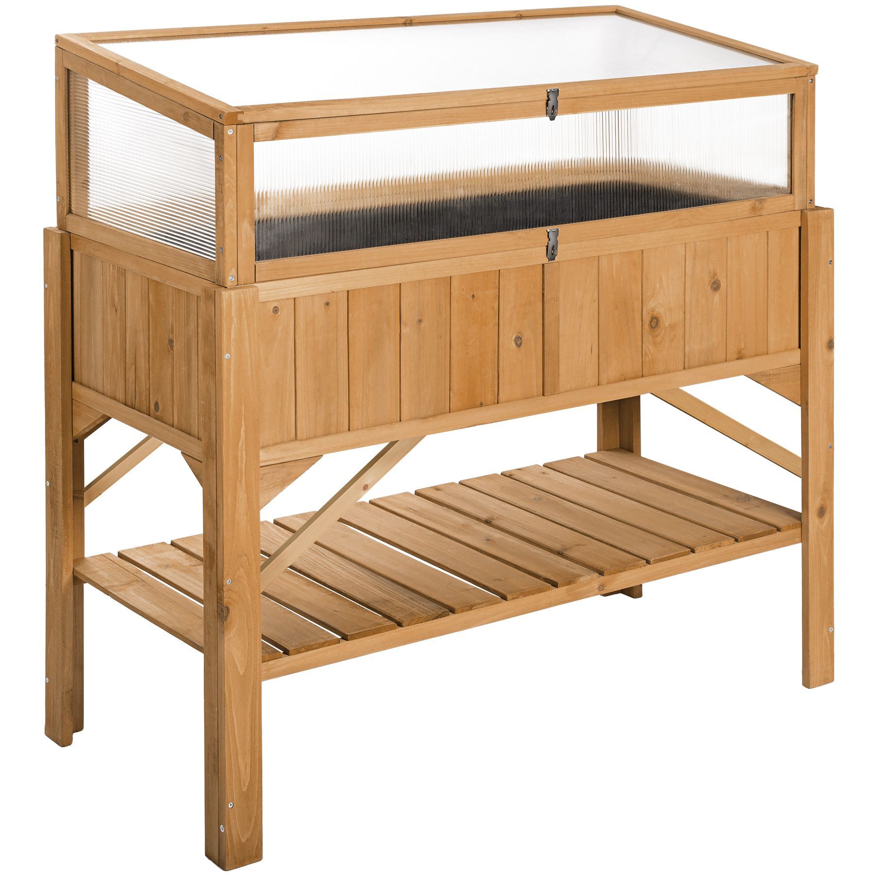 Verhoogd bed met koudframe-opzetstuk, houten plank, plantenbak, bedopzetstuk, kruidenbed Verhoogd bed met koudframe-opzetstuk, houten plank, plantenbak, bedopzetstuk, kruidenbed