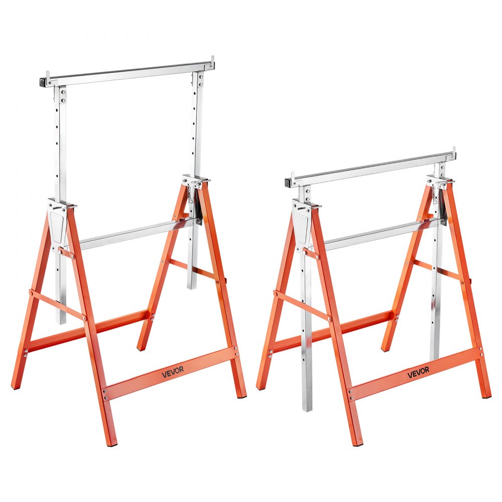 Telescopic Work Trestle 2 Pack Scaffolding Trestles 200kg Load Capacity Jack Stand 800-1300mm Height Adjustable with Non-Slip Foot Pads for Woodworking, Carpenters and Contractors