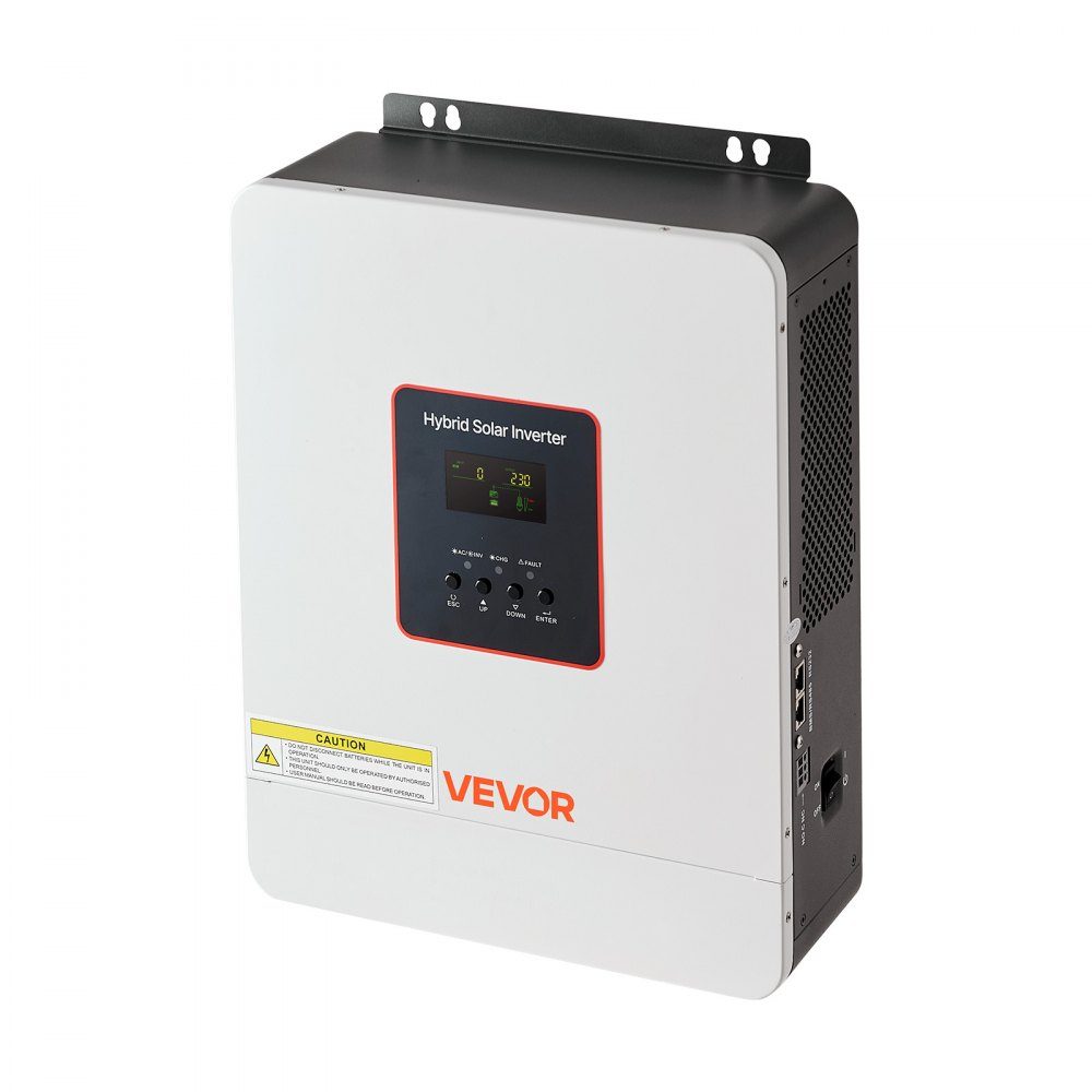 3000W hybrid inverter, 24V DC to 230V AC, with integrated 80A MPPT solar charge controller, compatible with lead-acid & lithium batteries, for home, RV & off-grid systems