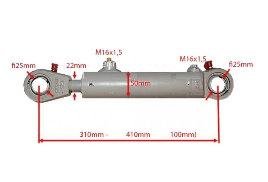 Doppeltwirkender Hydraulikzylinder mit 100 mm Hub + Montagematerial