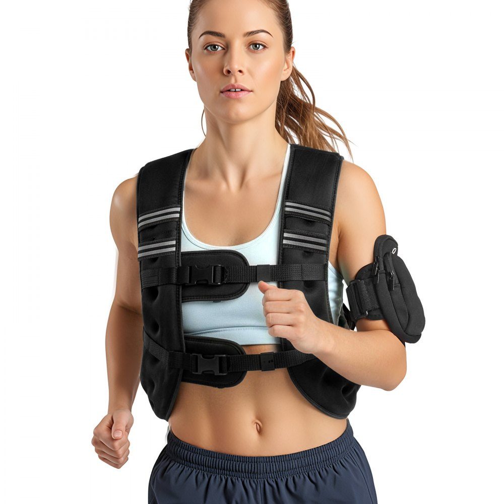 Gilet de poids 20 livres avec bande Réf. léchissante, boucle réglable, gilet de poids pour hommes et femmes, équipement d'entraînement pour la musculation, la course, le jogging, le fitness, la perte de poids