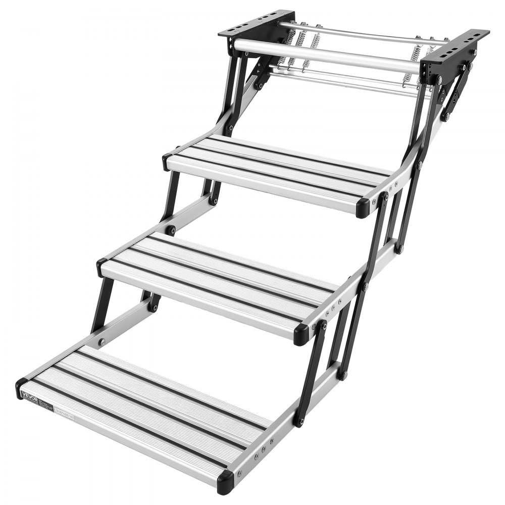 Retractable RV Stairs (3 Steps), RV Steps with 400lb Load Capacity, Aluminum Alloy Telescopic Folding Entry Stairs, Non-Slip Steel Frame for Caravan