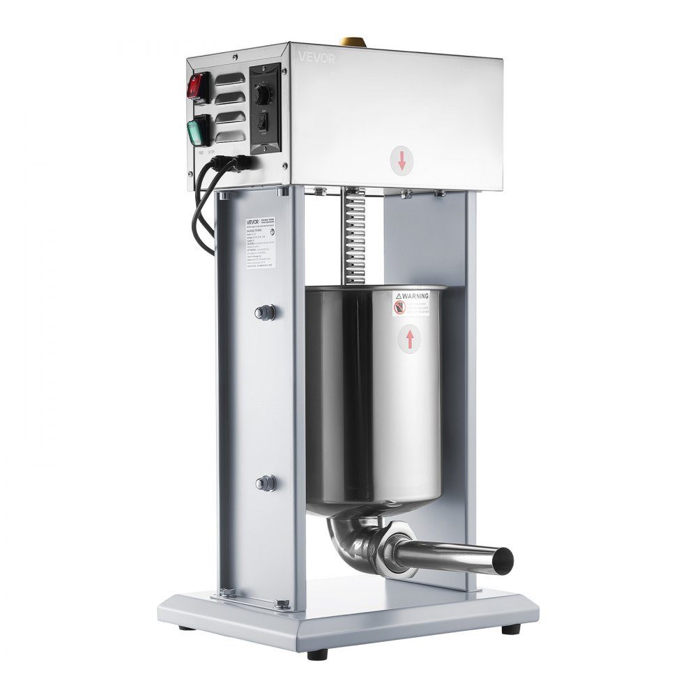 Elektrische worstvuller 10 L, verticale worstvulmachine met traploze snelheidsregeling & pedaal & 4 vulbuizen, roestvrijstalen vleesvuller voor commercieel en particulier gebruik