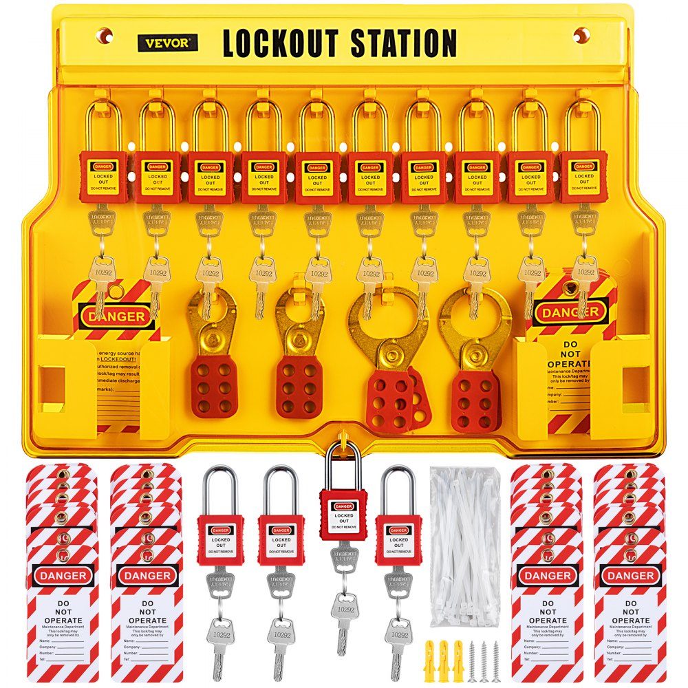 Lockout Tagout Kit 58-delig stroomonderbrekerslot Hasp Tag en veiligheidshangslot opbergtas voor slot- en tagproducten en elektrische veiligheidsapparatuur