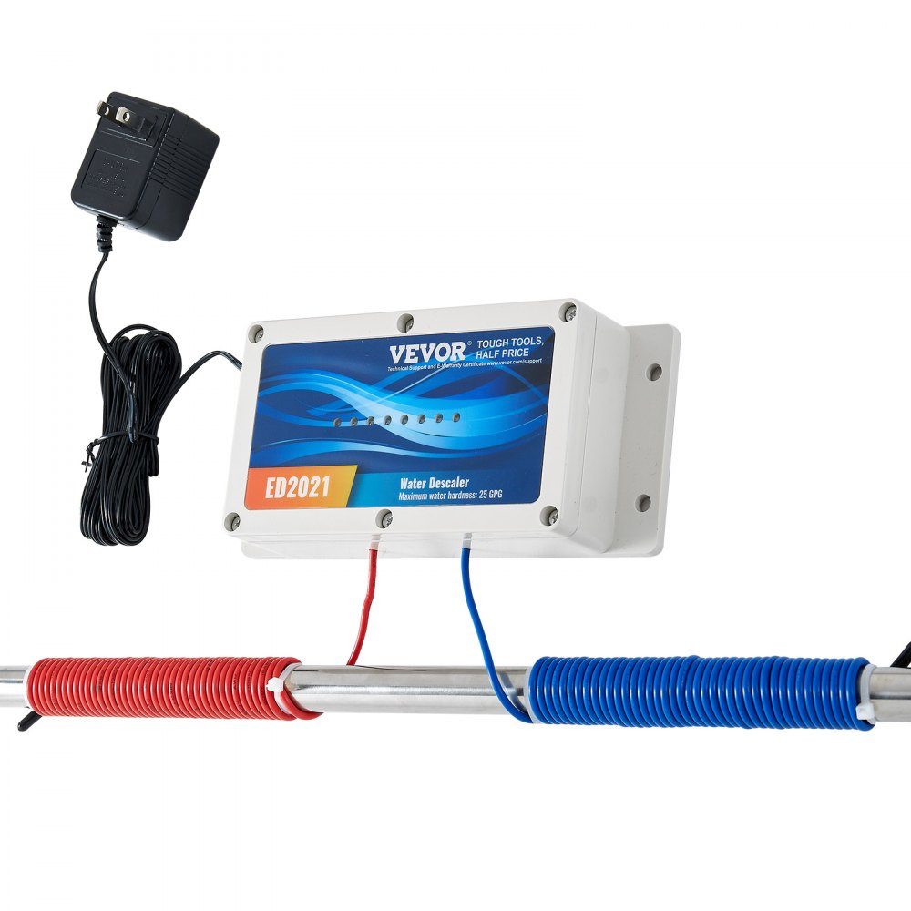 Electronic water descaling system, salt-free whole house descaler, water softener to reduce limescale, for all types of plumbing pipes