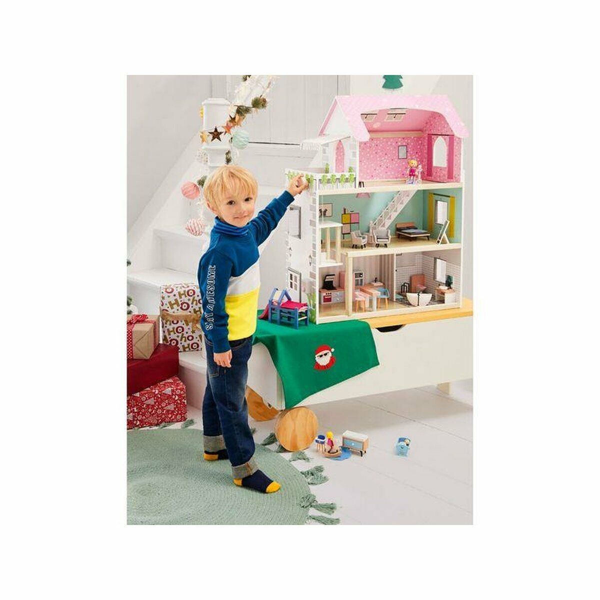 PLAYTIVE® Puppenhaus mit viel Zubehör und großzügigen Ausschnitten zum Spielen
