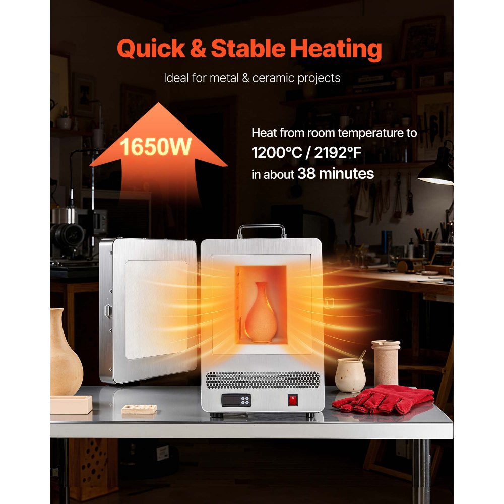Four de fusion électrique 1650 W Four de fusion numérique, four de cuisson électrique avec température maximale 1200 ℃ pour moulage de cire perdue, argile, bricolage, recuit de métal, cuisson en céramique, contrôle de température PID Four de fusion électrique 1650 W Four de fusion numérique, four de cuisson électrique avec température maximale 1200 ℃ pour moulage de cire perdue, argile, bricolage, recuit de métal, cuisson en céramique, contrôle de température PID