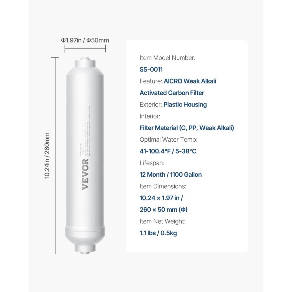 Remineraliserend filter, 1100 gallon remineraliserend waterfiltervervanging, 1/4" Quick Connect mineraalfilter, herstelt vitale mineralen voor waterzuiveraar