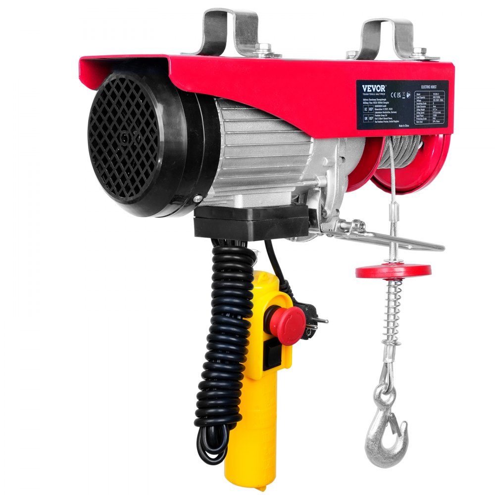 230V elektrische Seilwinde 300kg bis 600kg Hubhöhe 12m Seilzugmotor Winde 1150W Motor Flaschenzug 10m/min Hubgeschwindigkeit Hebezeug mit Kabelfernbedienung Seilzug Kettenzug