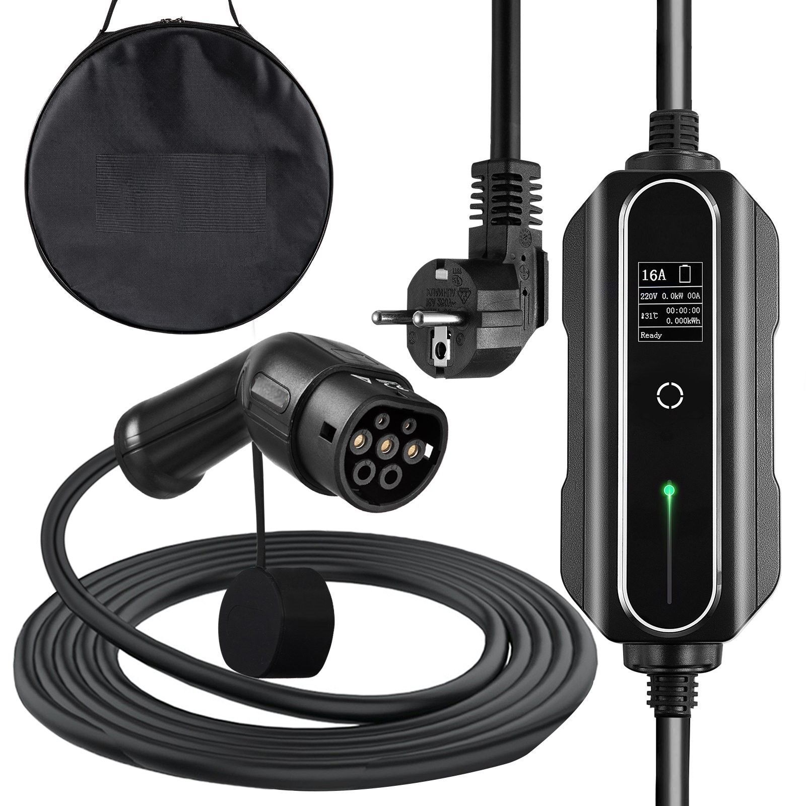 Chargeur Câble de recharge EV 16 A conforme à la norme européenne, station de recharge de 7,5 m pour voiture électrique, prise Schuko à 2 broches, véhicule électrique de 3,6 kW, connexion 250 V IP54 avec écran numérique LCD et certification CE Chargeur Câble de recharge EV 16 A conforme à la norme européenne, station de recharge de 7,5 m pour voiture électrique, prise Schuko à 2 broches, véhicule électrique de 3,6 kW, connexion 250 V IP54 avec écran numérique LCD et certification CE
