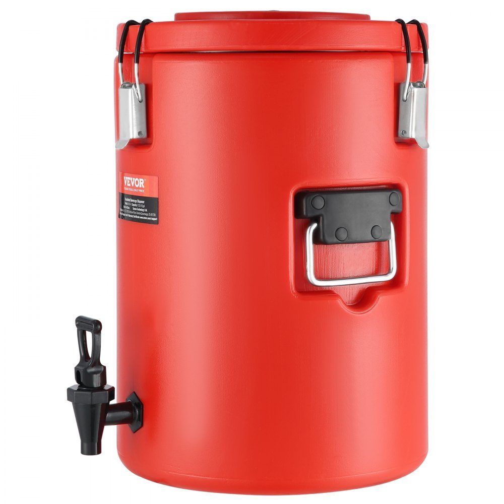 Heiß- und Kaltgetränkespender, Getränkespender, 6 l, Edelstahl, Heiß- und Kaltwasserbrunnen, großer Getränkespender mit Zapfhahn für Kaffee, kalte Milch, Wasser, Saft usw., runde Isolierkanne