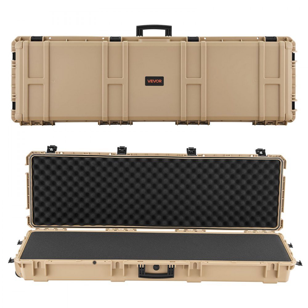 Hard Shell Gun Case for Long Guns, Lockable Gun Case with Pre-Cut Foam, Long Gun Case, Gun Storage, Rollable, IP67 Waterproof, 55" x 17" x 7.5", Khaki