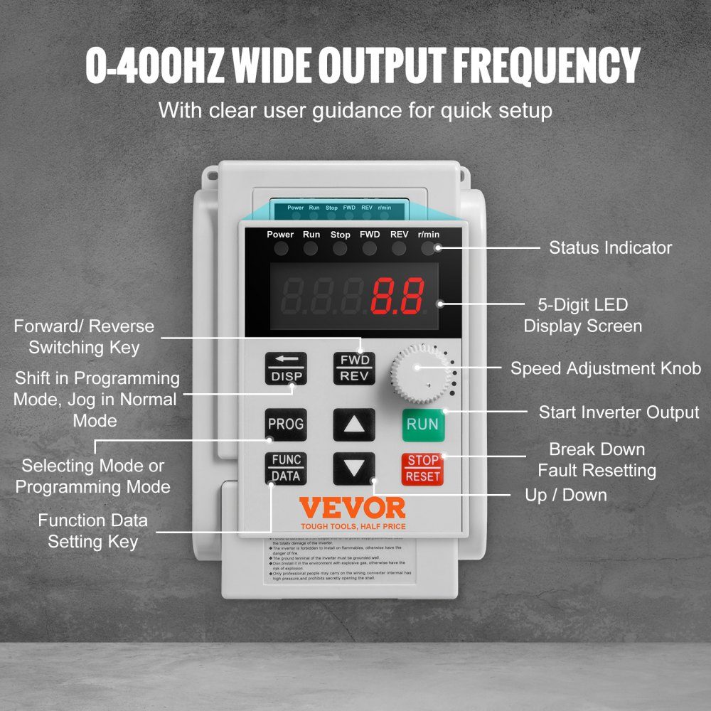 2,2kW 10A 3HP frequentieomvormer VFD AC 220-240V frequentieregelaar snelheidsregelaar frequentieomvormer omvormermotor VFD omvormer variabele frequentie driver inclusief 20cm stuurkabel