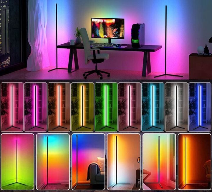 NOUVELLE LAMPE D'ANGLE SUR PIED LED RGB APKA TÉLÉCOMMANDE éclairage ambiant