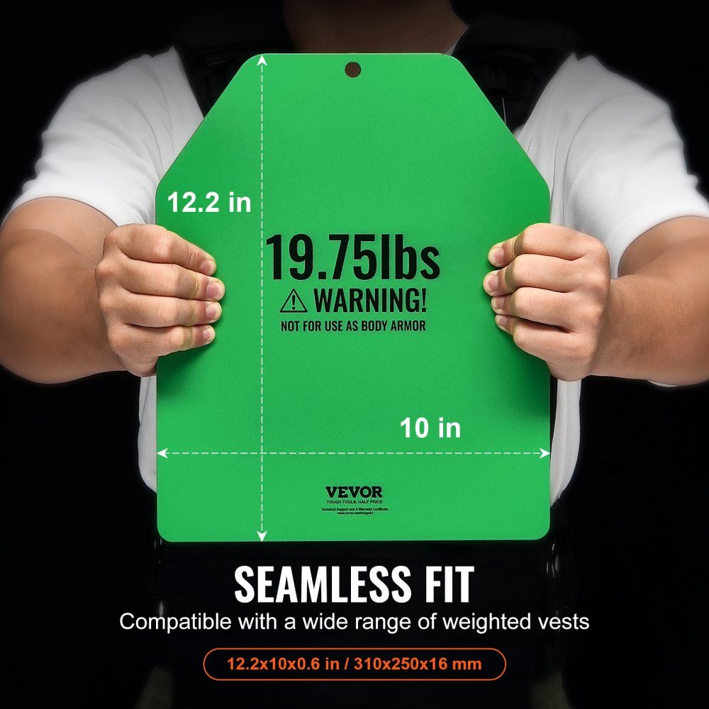 Weight Vest Weight Plates 8.9kg Pair Premium Steel Weight Plates Ergonomic Fit - WODs Extra Weight for Weight Vests Strength Training Running Fitness Green