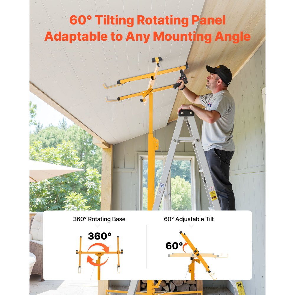 Plattenheber bis max. 68 kg, 4877 mm Höhe, Gipskartonheber mit verstellbarem Teleskoparm, Gipskarton, Trockenbauheber, Plattenheber, Hebezeug, Werkzeug, für Decken- und Wandmontage (gelb) Plattenheber bis max. 68 kg, 4877 mm Höhe, Gipskartonheber mit verstellbarem Teleskoparm, Gipskarton, Trockenbauheber, Plattenheber, Hebezeug, Werkzeug, für Decken- und Wandmontage (gelb)