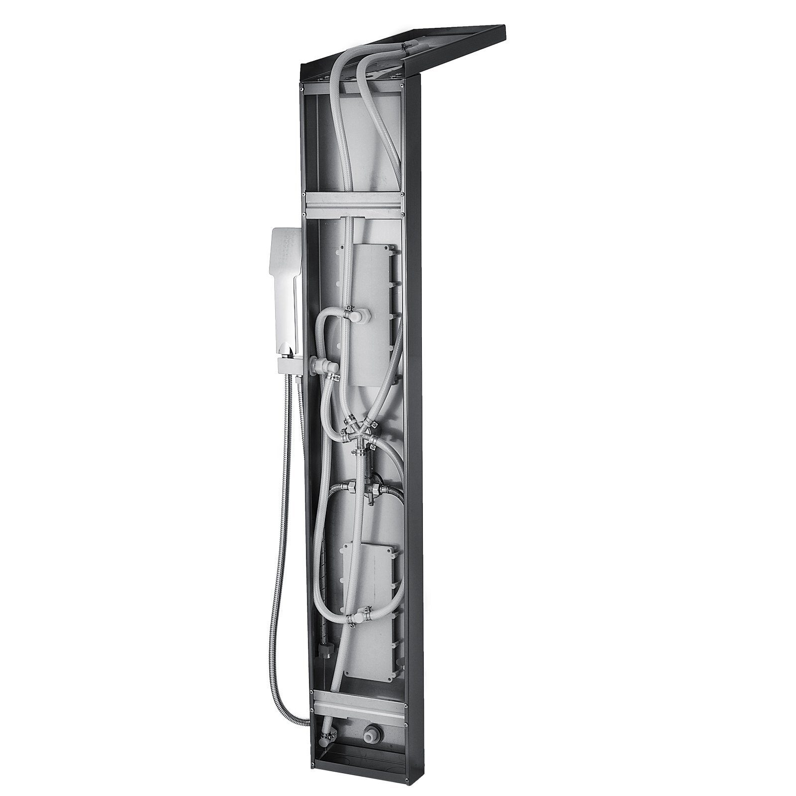 5 in 1 Shower Column Overhead Rain Shower Column Stainless Steel Hydromassage Waterfall Hand Shower (Black Separate)