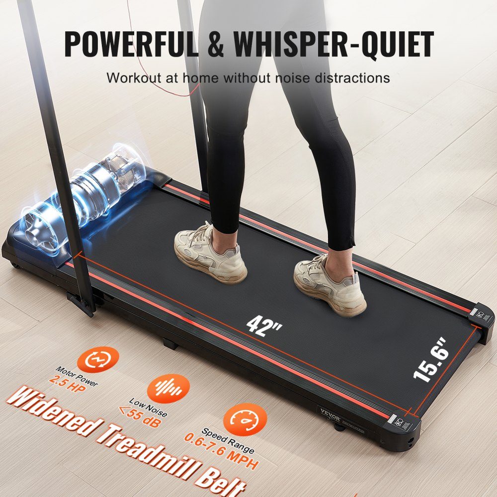 Walking Pad Laufband unter dem Schreibtisch, Laufband für die Arbeit, klappbares Laufband mit 120 kg Tragkraft, tragbares 2 in 1 Pad mit 2,5 PS, Lenkerfernbedienung, LED-Anzeige 1-12 km/h