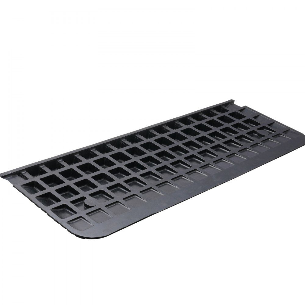 Schwellenrampe, Vollgummi-Türschwellenrampe, 15 Tonnen Tragkraft, Bordsteinrampe mit Kanal, 111 x 40,6 x 5 cm, Rollstuhlrampe, Zugangsrampe, Gummirampe, ideal für unebene Bodenbordsteine