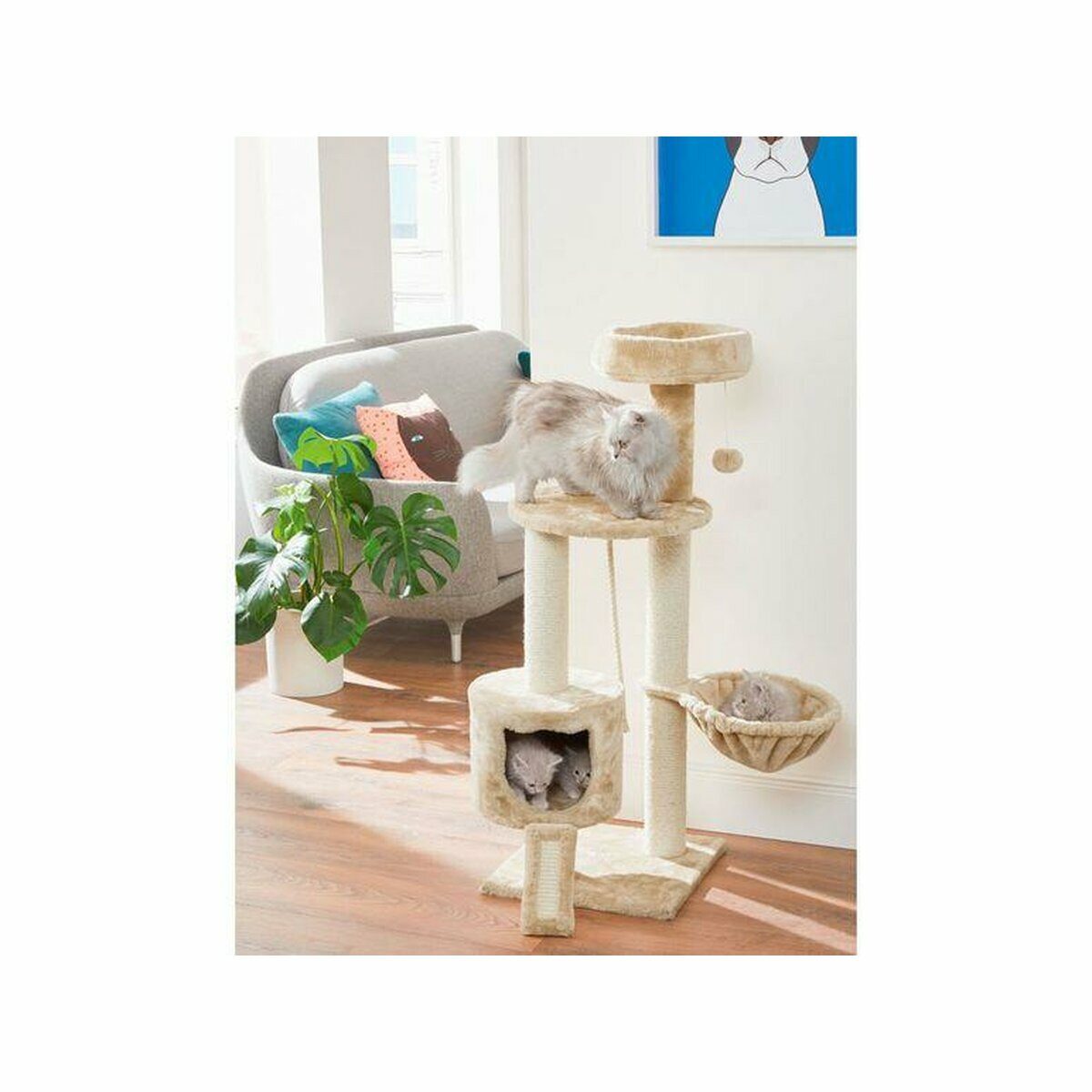 Arbre à chat ZOOFARI® avec hamac en sisal et peluche