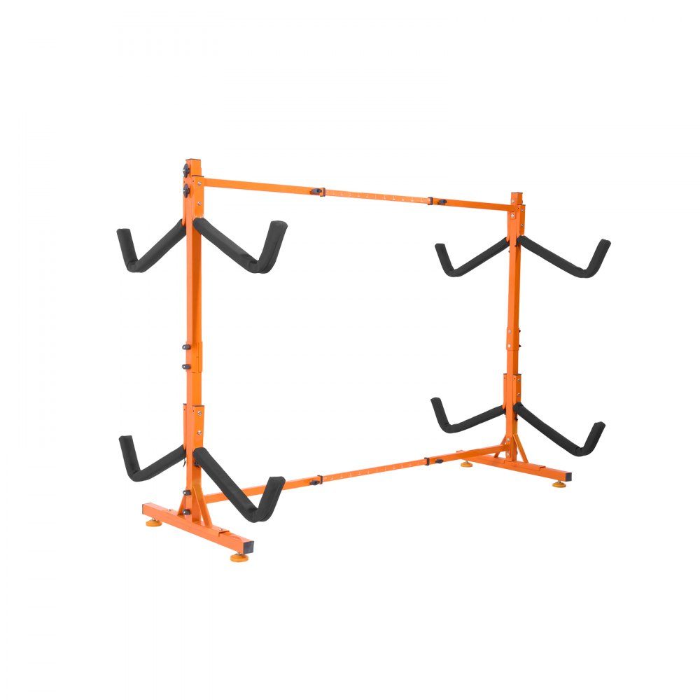 Kayak Holder, Kayak Hanger 1260 x 1070 x 1375mm, Freestanding Kayak Stand 4 Kayaks 1230-1825mm Width Adjustment Range, Kayak Storage Rack, Heavy Duty Kayak Storage Hooks