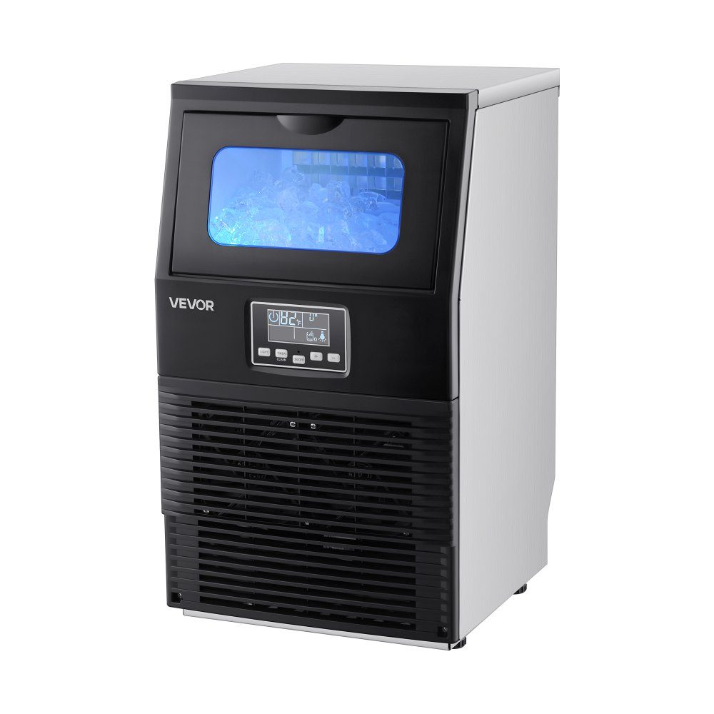 Kommerzielle Eismaschine, Eiswürfelmaschine, 36 kg/Tag mit 5 kg Speicher, freistehender und Desktop-Eiswürfelbereiter aus Edelstahl mit LED-Anzeige und Selbstreinigung für Heimbar und Restaurant