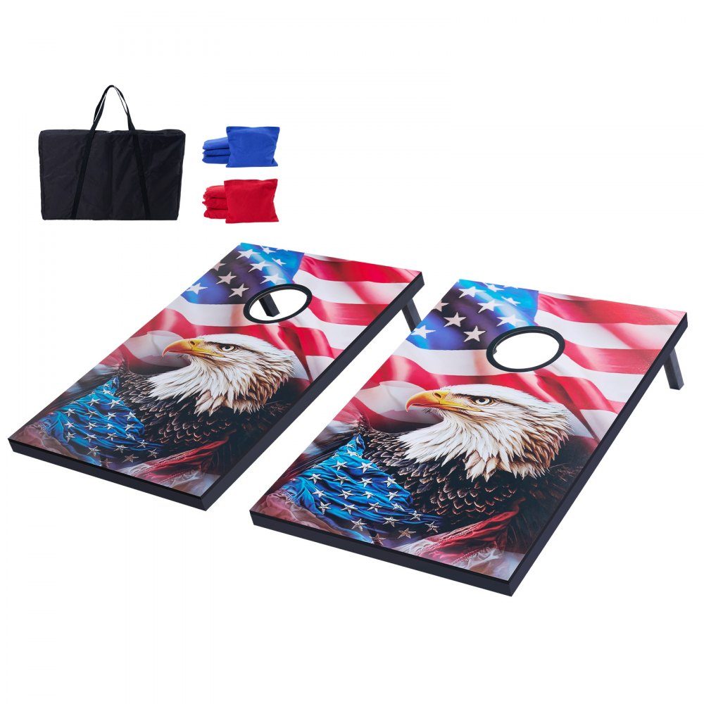 Cornhole-Spielset (920 x 600 x 241 mm), Cornhole-Spielbretter, tragbares MDF-Holz-Wurfbrett, Cornhole-Spiel für Erwachsene, inklusive 8 Sitzsäcken und Tragetasche, für Garten, Hinterhof, Strand