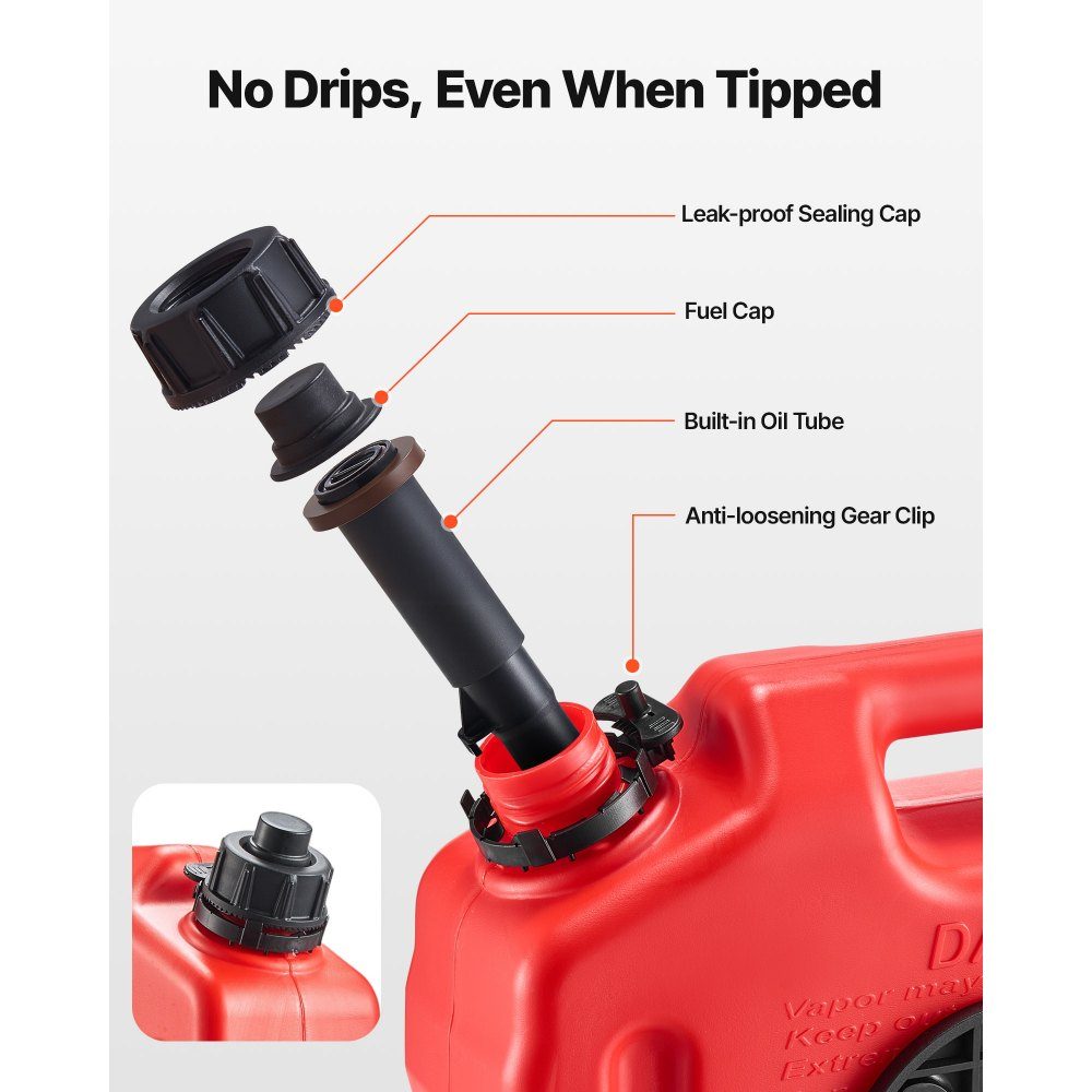 Fuel Can 10L Petrol Can with Spout and Lockable Holder Maximum Flow Rate 15L/min Liquid Container for Most Cars Motorcycles ATVs and UTVs Red