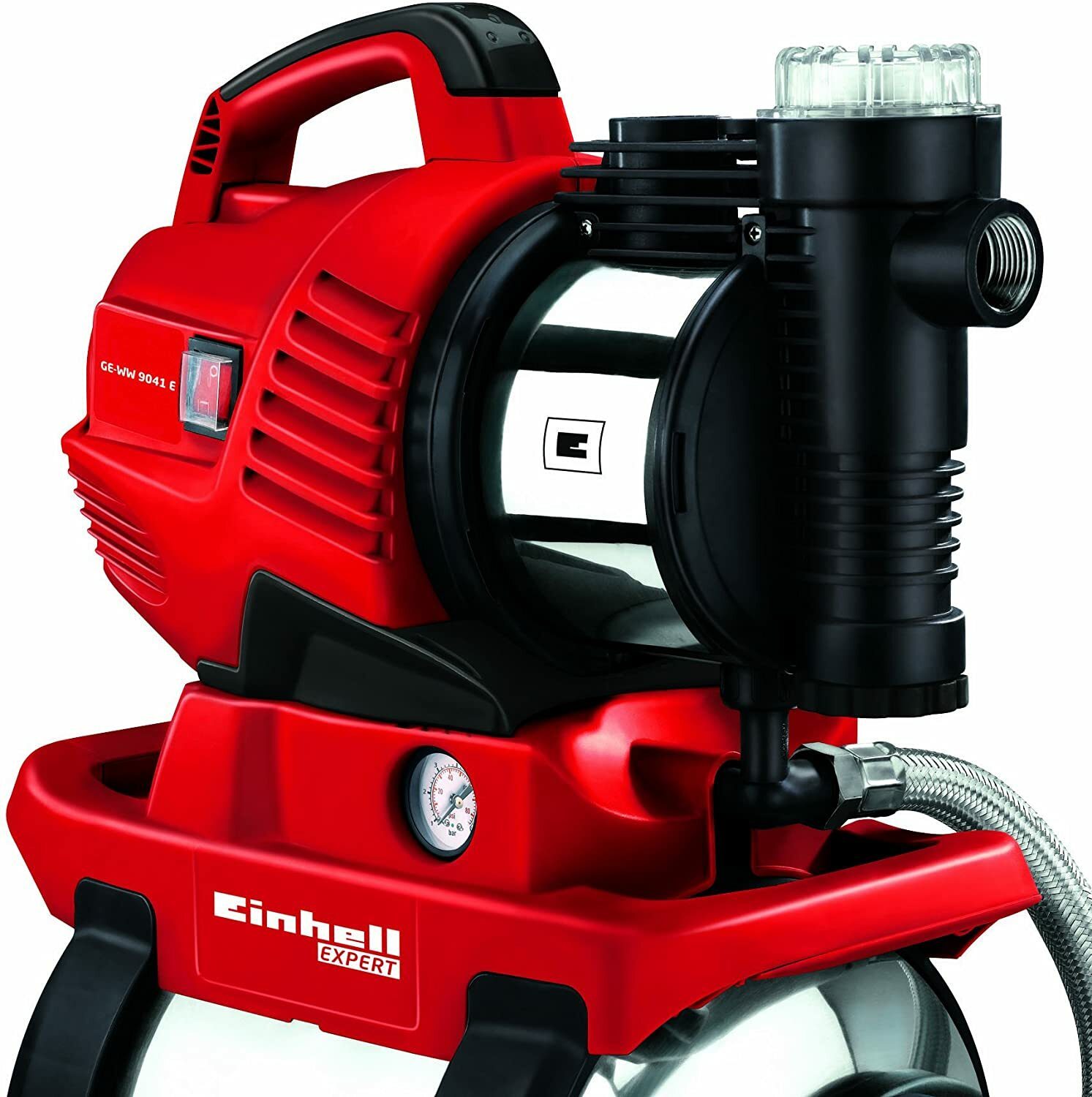 Einhell Hauswasserwerk GE-WW 9041 E (ECO-Power, 900 W, max. 4,8 bar, 4.100 L/h Durchflussmenge, Vorfilter, Rückschlagventil, 20 Liter Edelstahlbehälter)