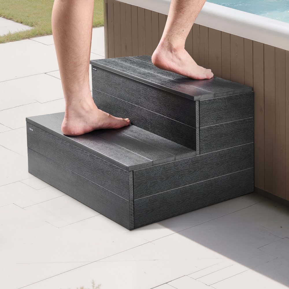 Badewannen-Stufen-Pool-Treppe, 2-stufige Außentreppe, 635 mm breite HIPS-Leiter für oberirdische/aufblasbare Pools mit 500 Pfund Tragfähigkeit, vielseitig einsetzbar für Wohnmobile auf Veranda und Terrasse Badewannen-Stufen-Pool-Treppe, 2-stufige Außentreppe, 635 mm breite HIPS-Leiter für oberirdische/aufblasbare Pools mit 500 Pfund Tragfähigkeit, vielseitig einsetzbar für Wohnmobile auf Veranda und Terrasse