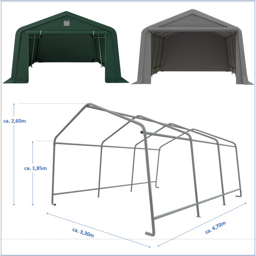 Garagenzelt 3,30x4,70m Zeltgarage Weidezelt Lagerzelt Mobiler Unterstand Garage