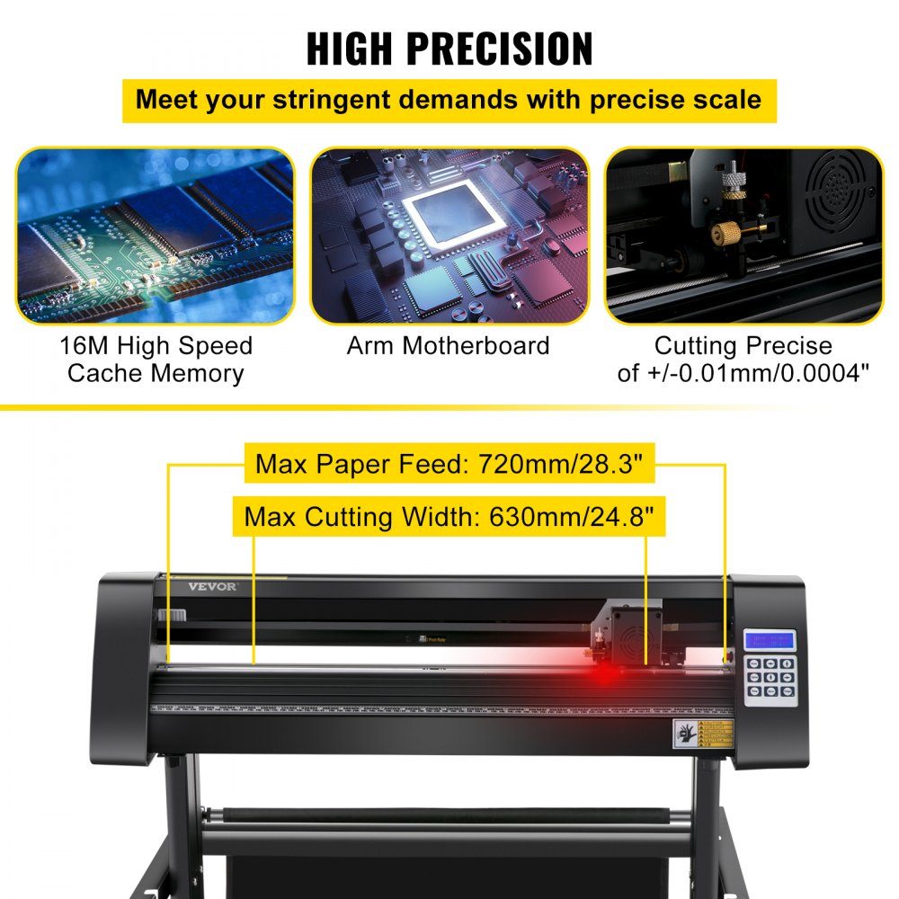Vinyl-Schneideplotter Max. Papiervorschub 720 mm, Folienplotter-Schnittkraft 500 g, Plotterschneider mit optischem Auge, Signmaster-Software, Schrittmotor, halbautomatischer Plotter mit Ständer