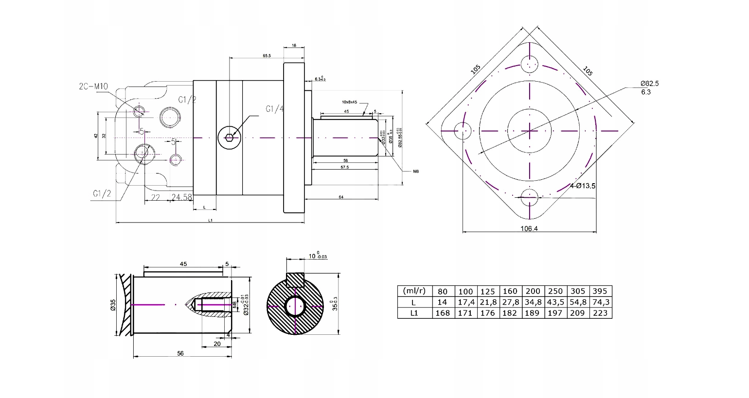 Hydraulikmotor Ölmotor OMS 125cm3 Komplettset